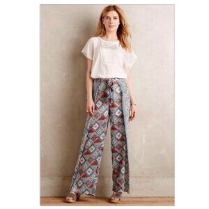 NEW Anthropologie Elevenses Seaflower Wide Leg Pants NWOT Beach Pool Sz 2 Floral